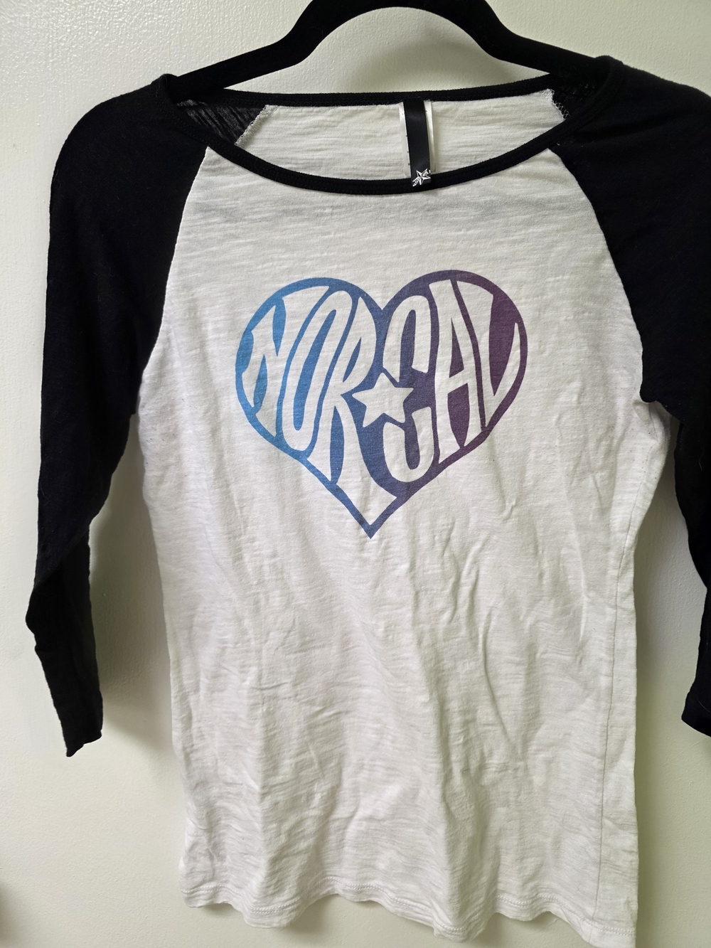 Womens Norcal Heart Logo Raglan Tee - Black & White